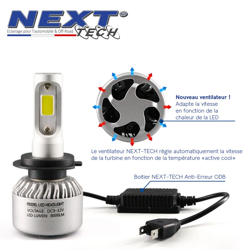 Ampoules LED ventilées HB4 9006 75W blanc - Next-Tech®